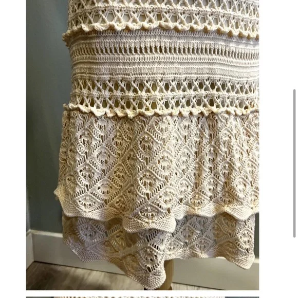 Moda International Cream Crochet Halter Dress with Lining XL - Picture 3 of 5